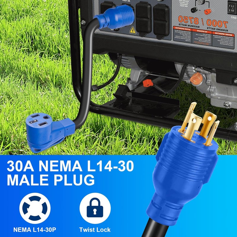 KTOEBYCO 4 Prong 30 Amp to 50 Amp Generator Adapter Cord, NEMA L14-30P to 14-50R, Heavy Duty 10 AWG STW Copper Cable, ETL Certified, Ideal for Tesla EV Charging, RV, Trailer & House Power, 12 Inch - Image 4